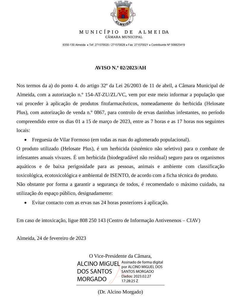 Aviso N 02 2023 Herbicida