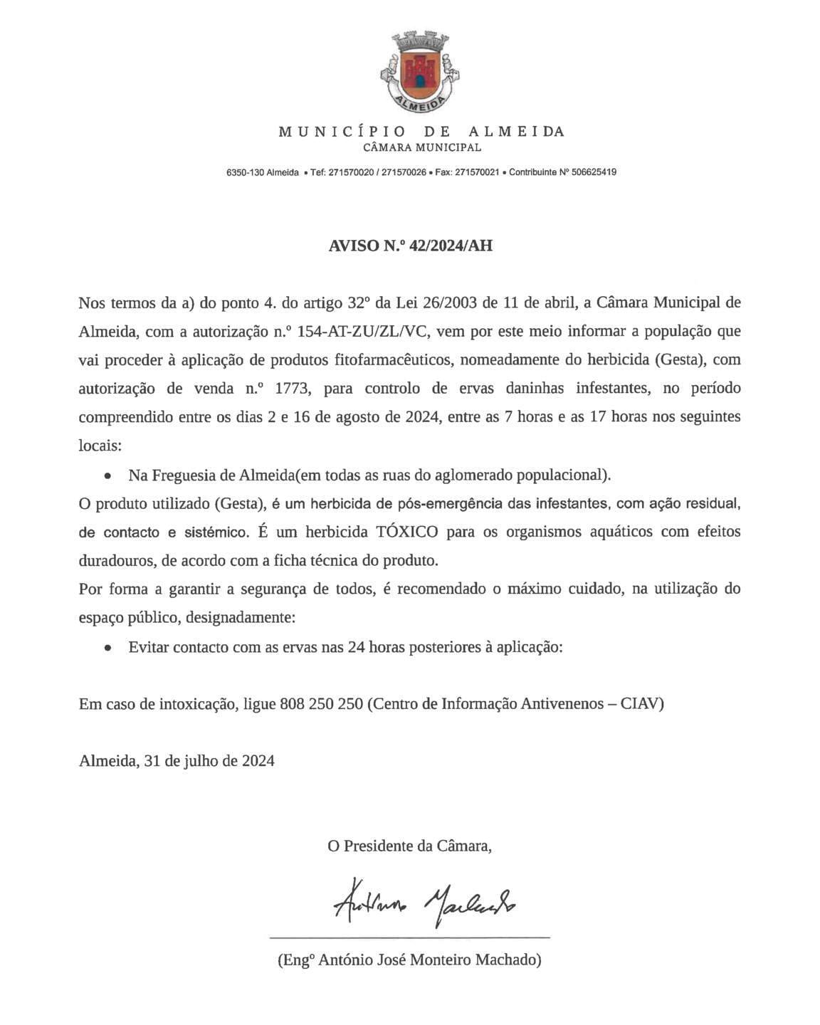 Aviso N 42 2024 Herbicida