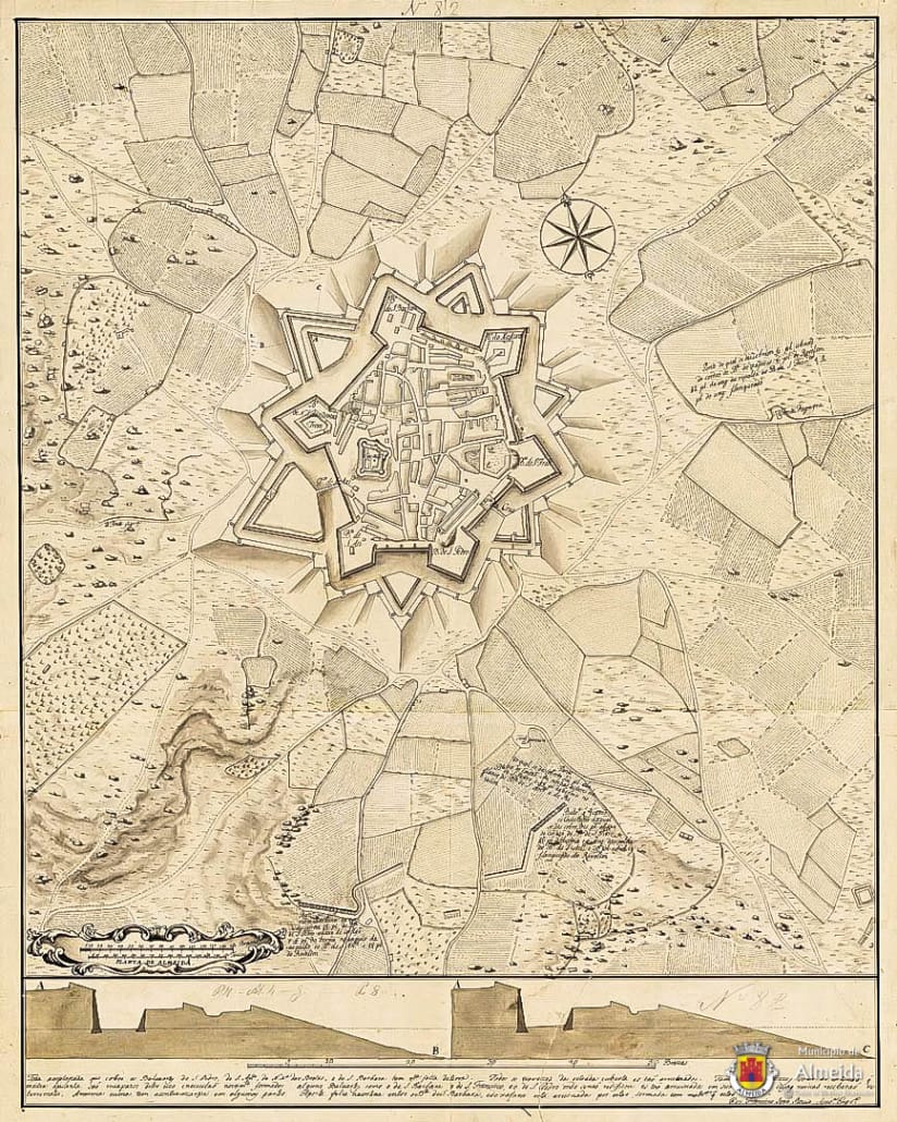006 – “PLANTA DE ALMEIDA” (1755/1762). Ref.: Gabinete de Estudos de Arqueologia e Engenharia Militar/Direção de Infraestruturas/Ministério da Defesa, Lisboa: 542 – 1-2-2.