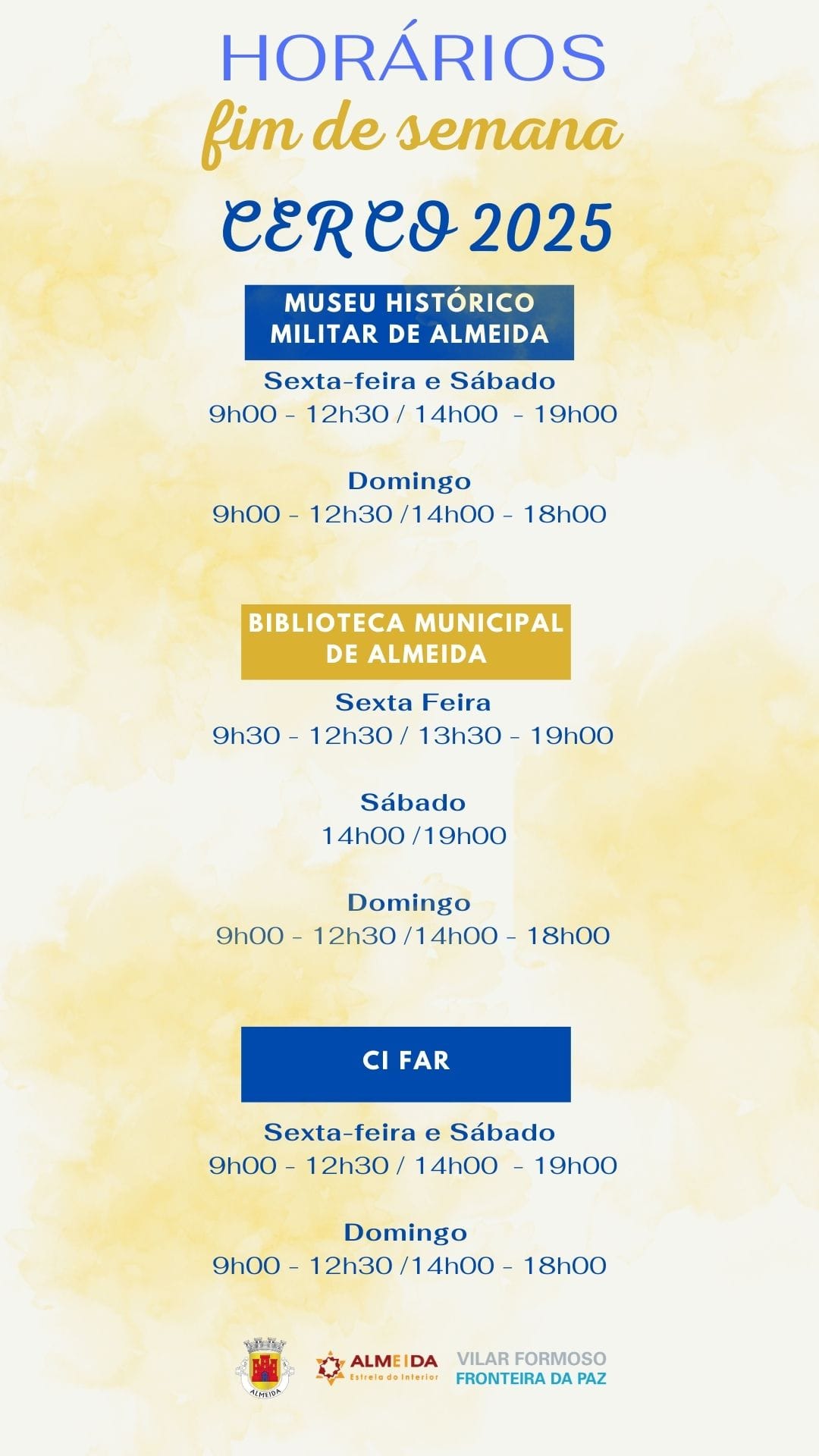 Horário Serviços Cerco Almeida 2025